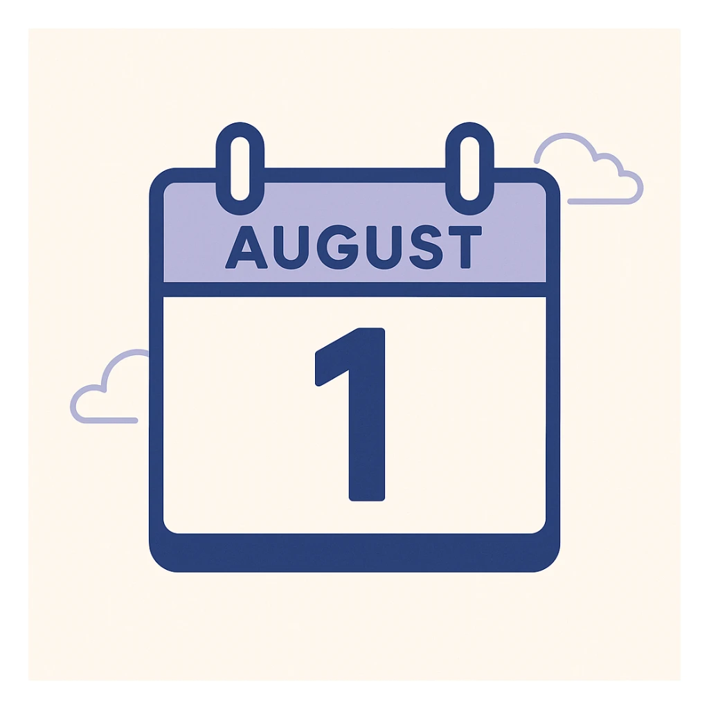 minimalist calendar block, date August 1 sticker