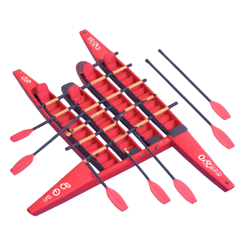 eight-person Olympic rowing boat with professional racing style, eight rowers included, detailed, top-down view sticker