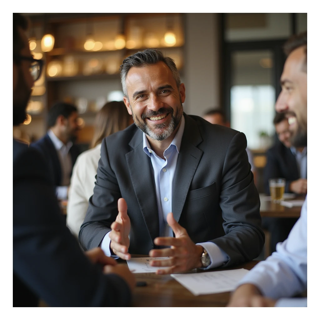 indian businessman encouraging customers sticker