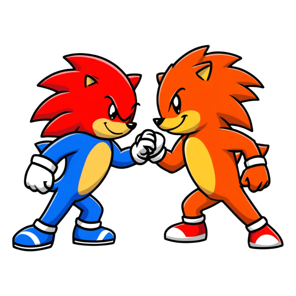 Sonic the Hedgehog and Knuckles the Echidna fist bumping sticker