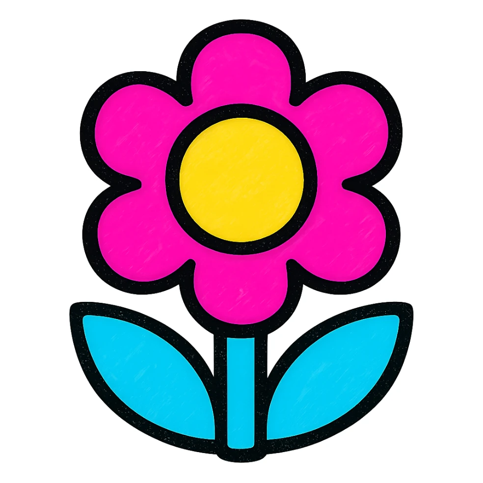 pestal flower icon, flat color, bold lines, contemporary look sticker