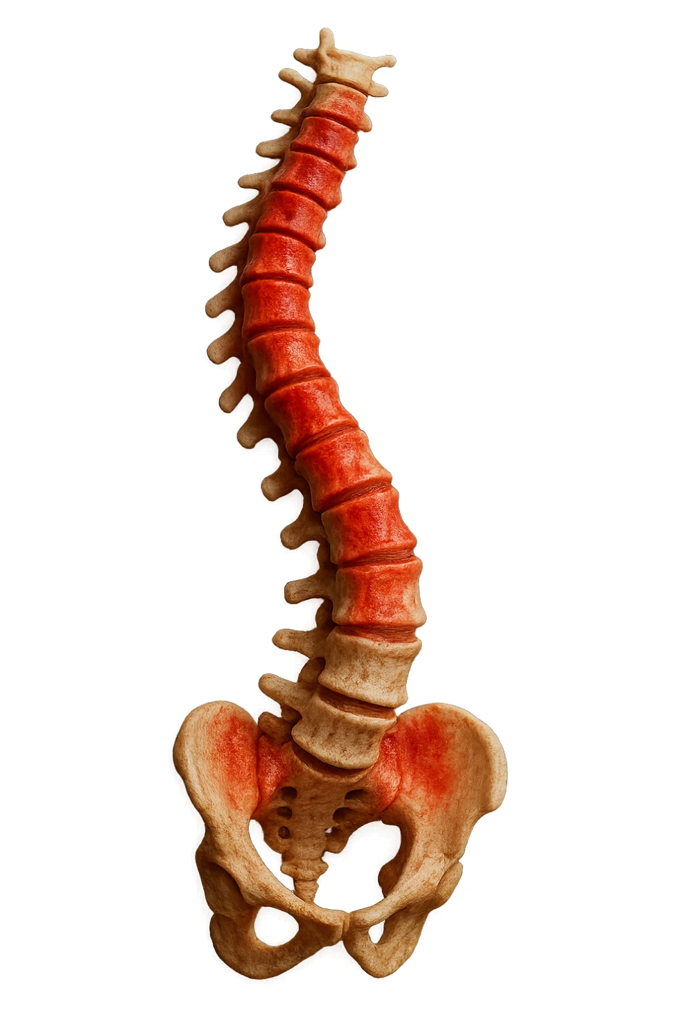 spina dorsale infiammata e storta, scoliosi, iperrealistico 4k sticker