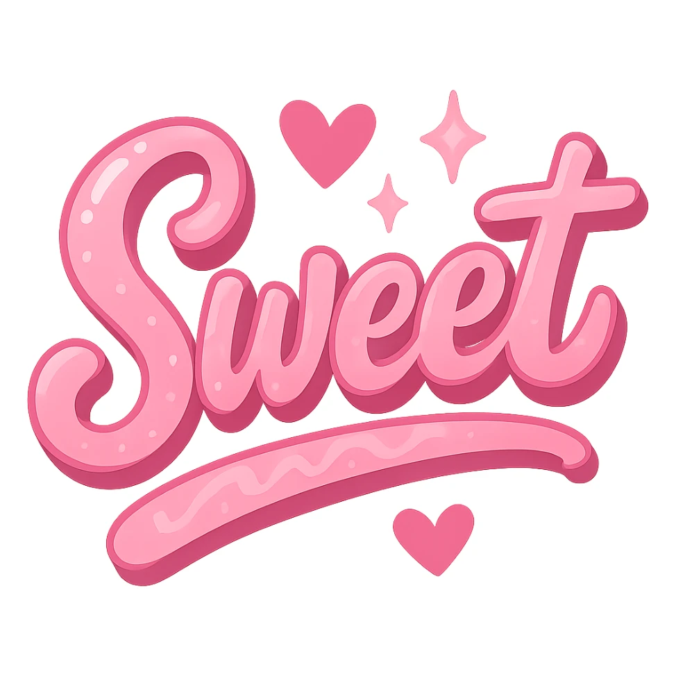 the word 'sweet' in a creative, pink-themed style, remove background sticker