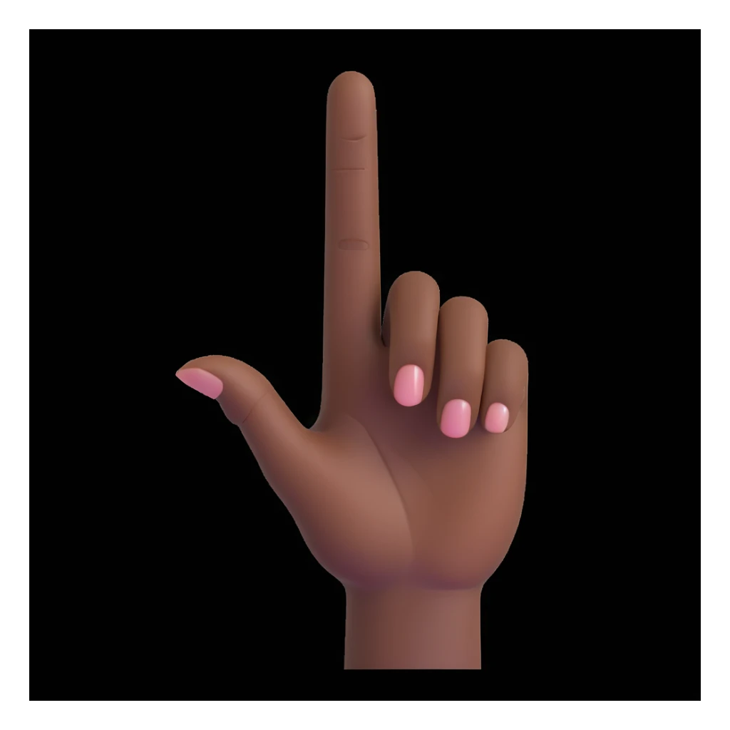 lady's index finger pointing up, feminine hand, dark skin, plain background sticker