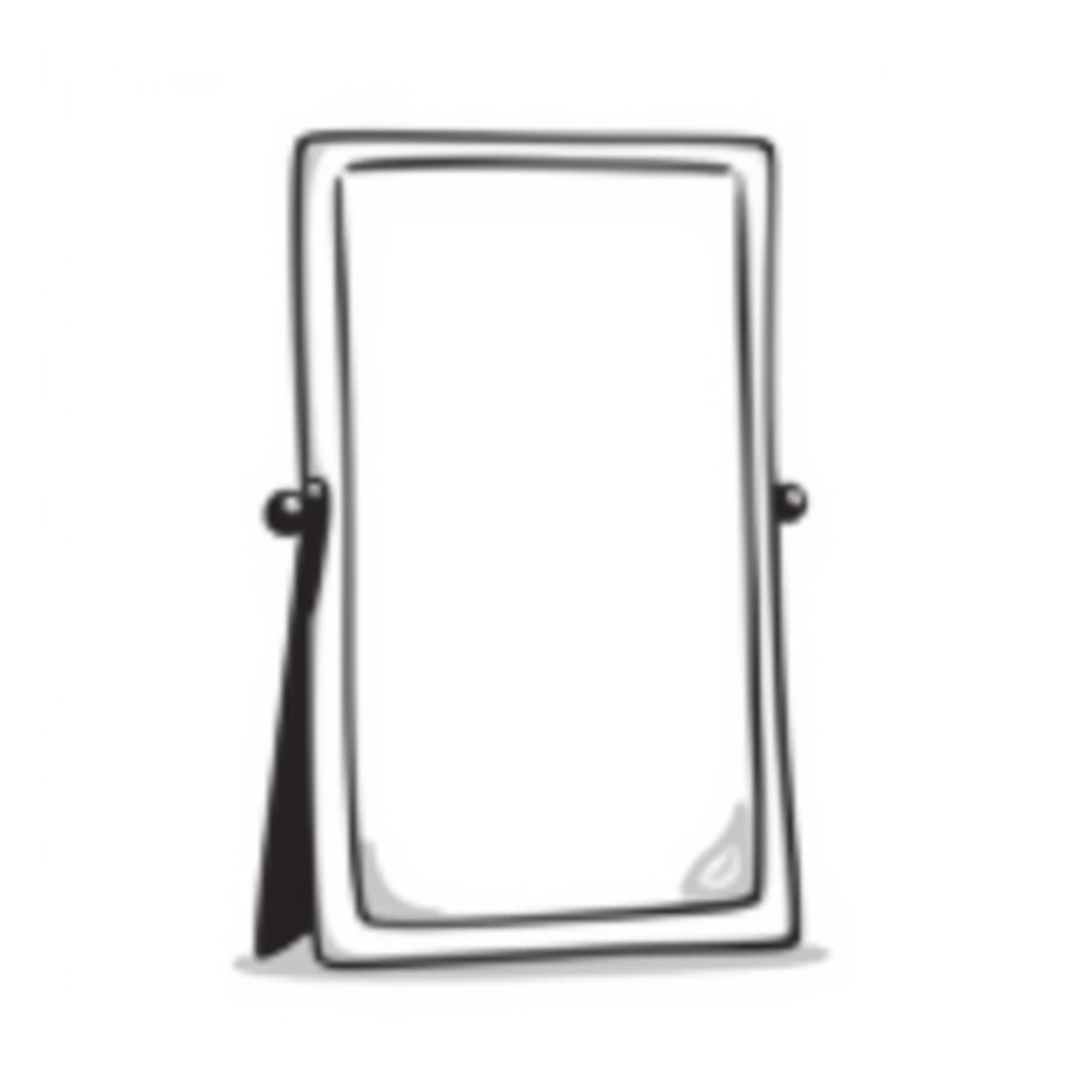 tall mirror with hand-drawn look sticker