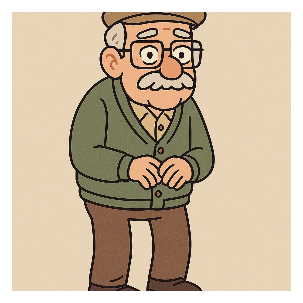 grandfather pensioner in flat design style sticker