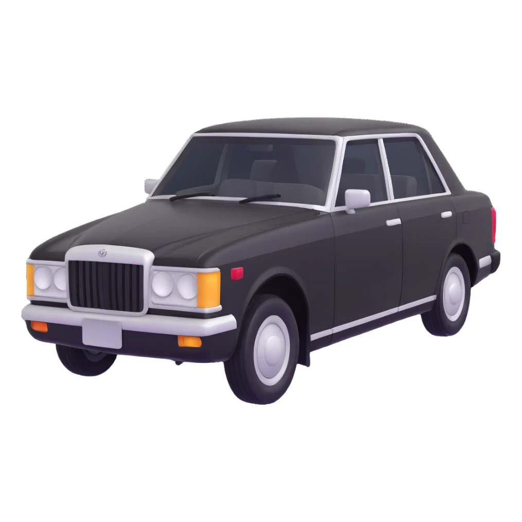Toyota Crown from the 1980s, boxy sedan with angular design sticker