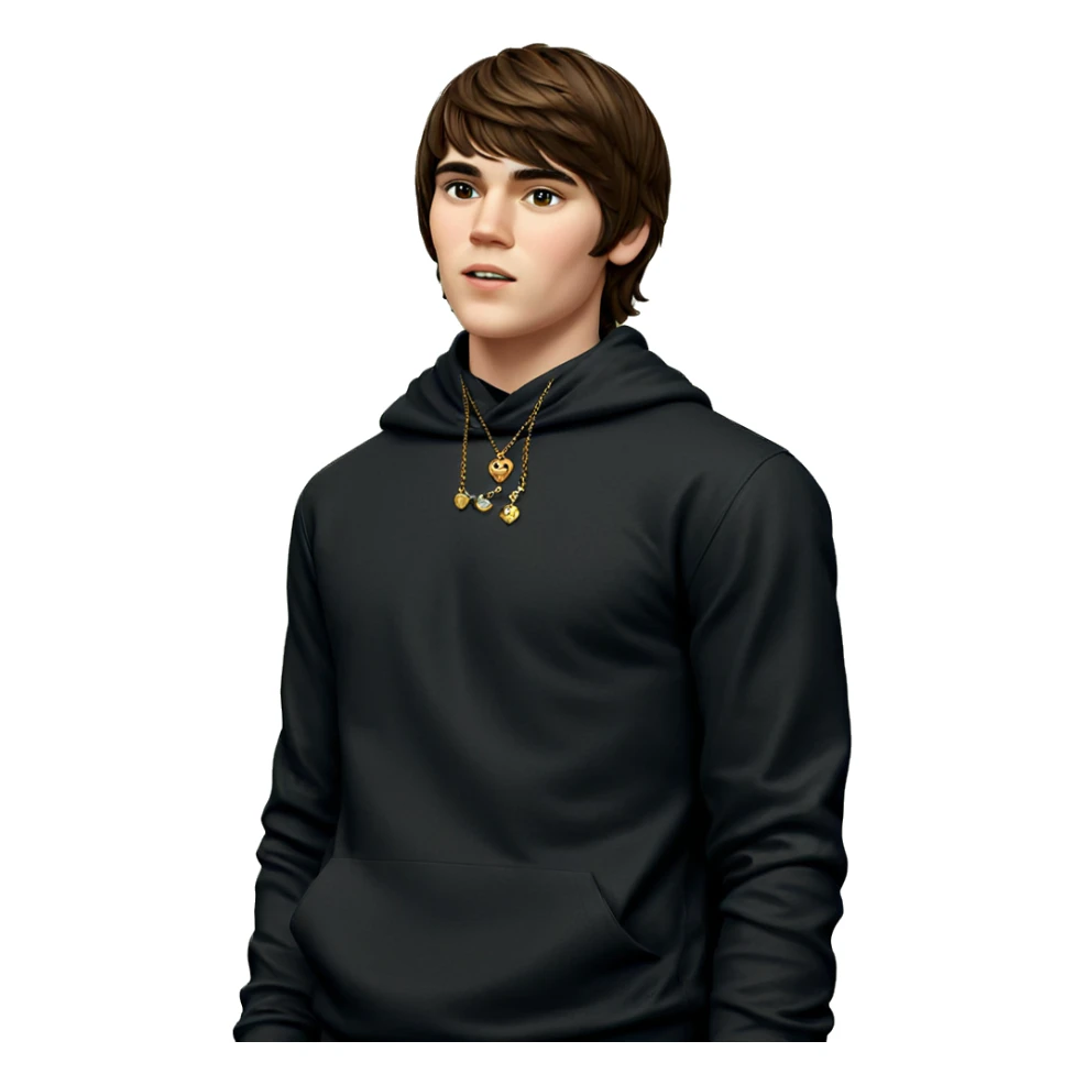 brown haired boy with jewelry sticker