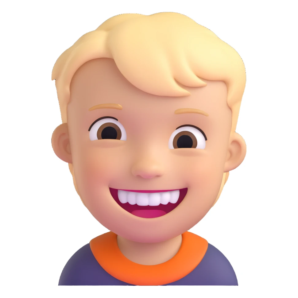 little boy smiling and showing teeth sticker