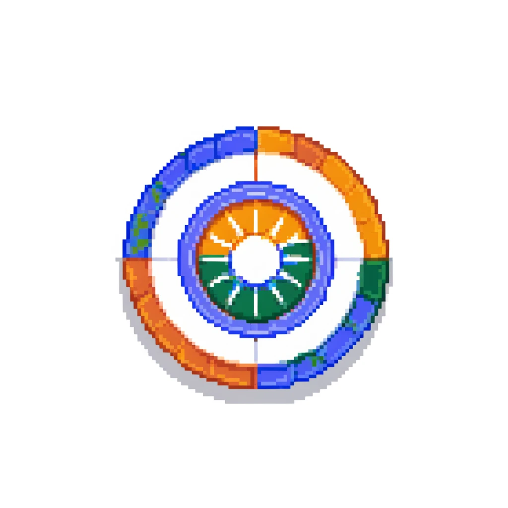 Waving India flag with tricolor bands and blue chakra wheel sticker