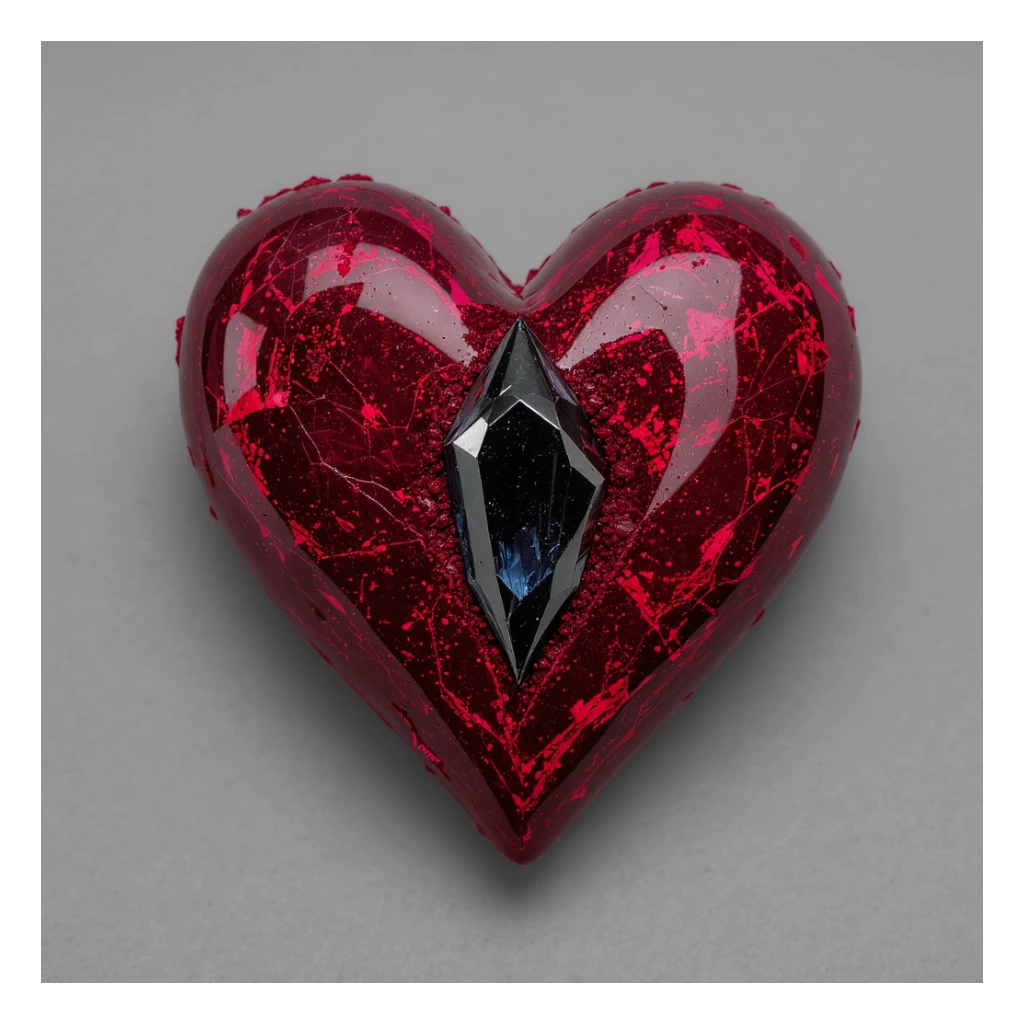 gothic heart with a dark crystal, professional photography style sticker