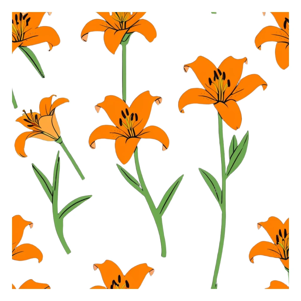 bright orange lily flower cartoonish sticker sticker