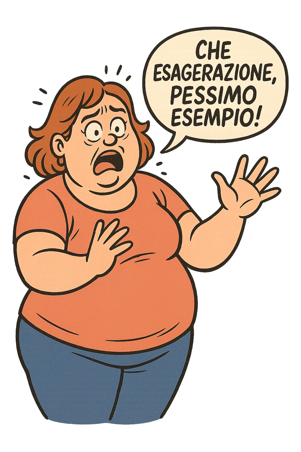 Donna grassa che dice scioccata "Che esagerazione, pessimo esempio!" sticker