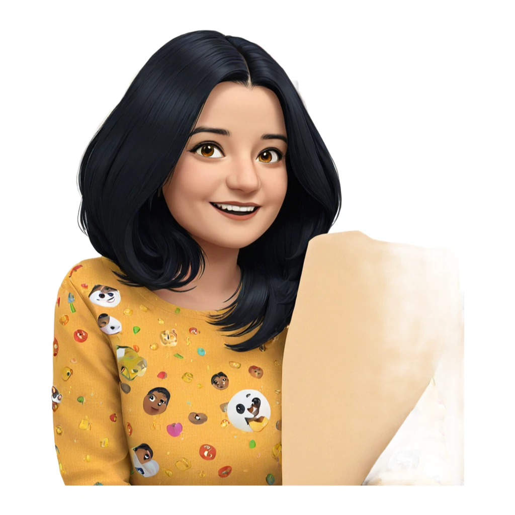 smiling girl with black hair sticker