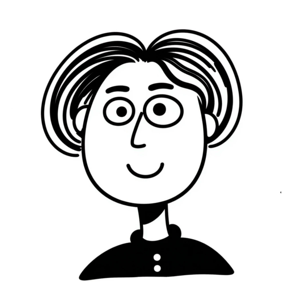 self-portrait transformed into abstract art, doodle style sticker