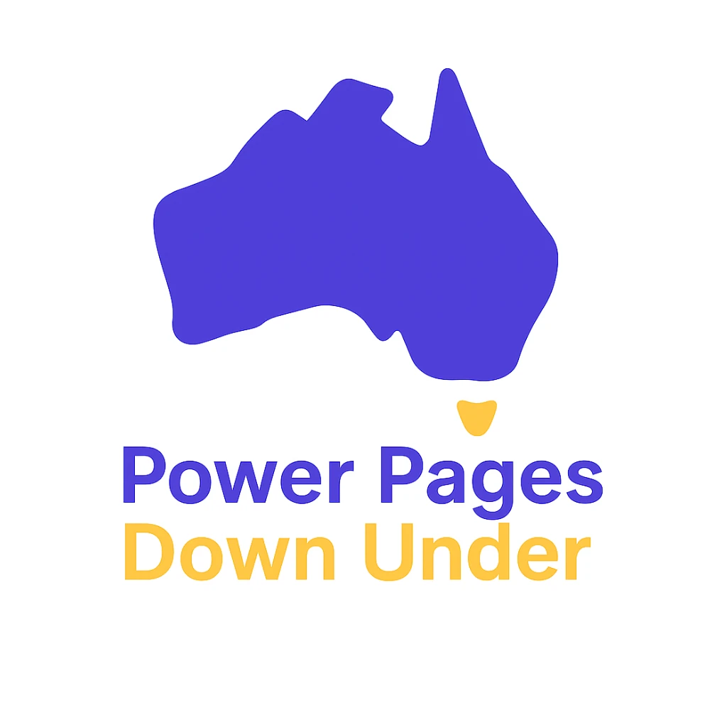 Remove the thick border from the map of Australia and text 'Power Pages Down Under'. Make the design clean and modern, suitable for use on a purple background. Use #403DAD, vibrant purple, and #fff7ad as accent colors. No Power Pages icon, no digital web overlay. sticker