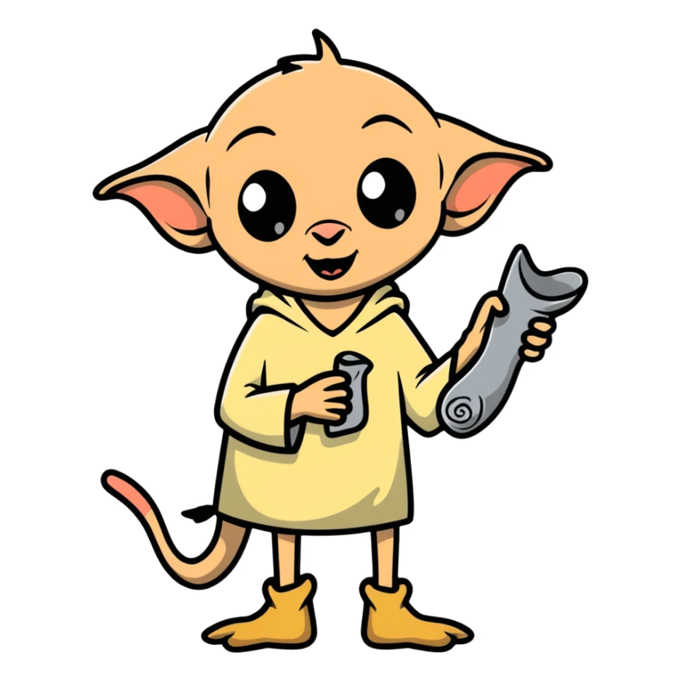 excited Dobby the house elf holding a sock sticker