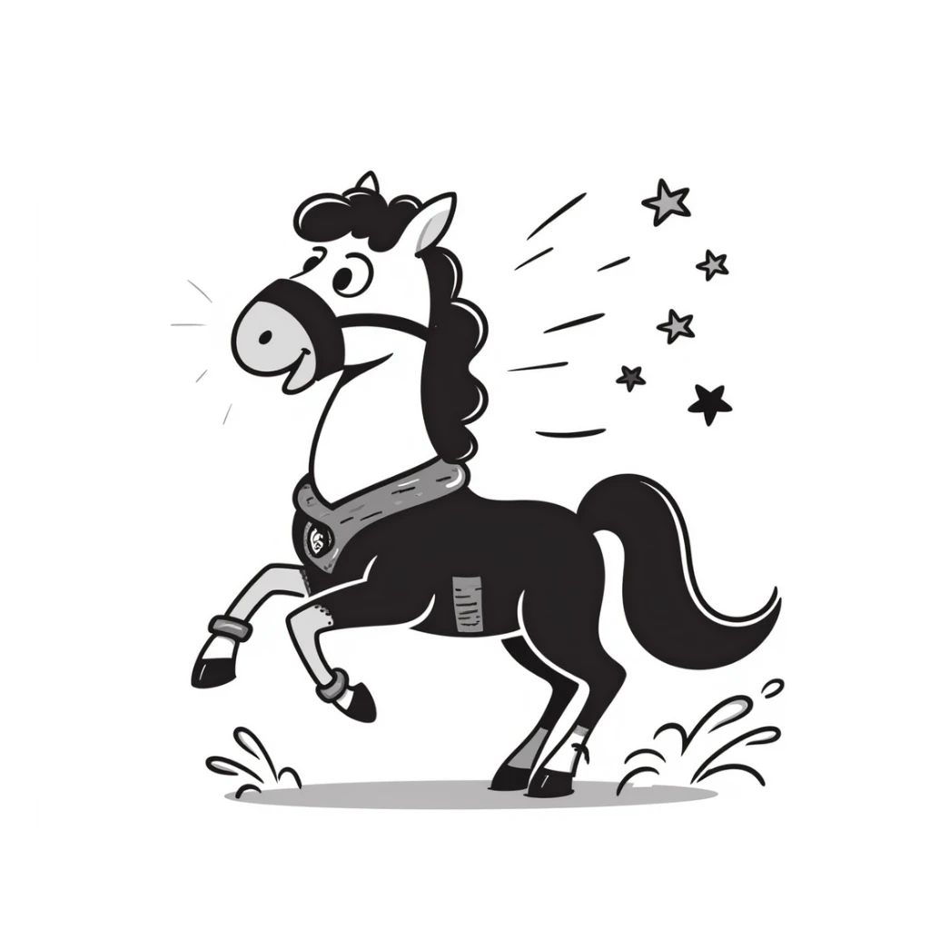 Mystical water horse with ninja outfit, throwing ninja stars sticker