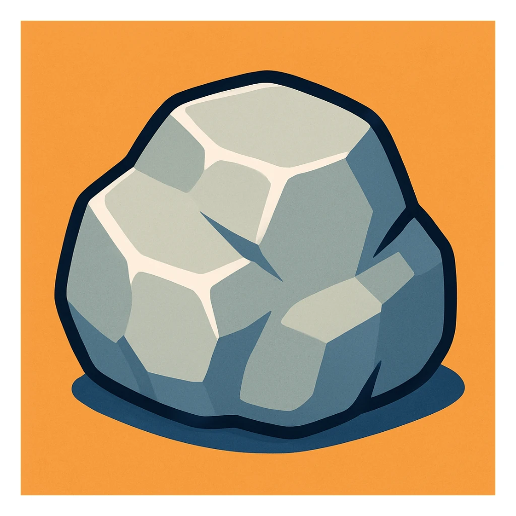 stylized stone, cartoonish, soft edges, light gray, subtle shadow, vibrant toon style sticker
