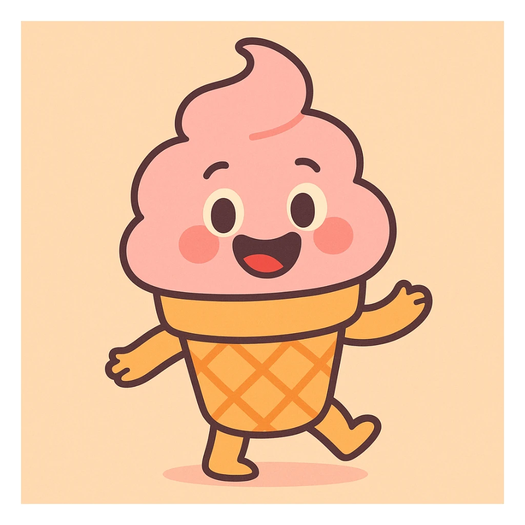 a happy ice cream cone, soft pastel colors sticker