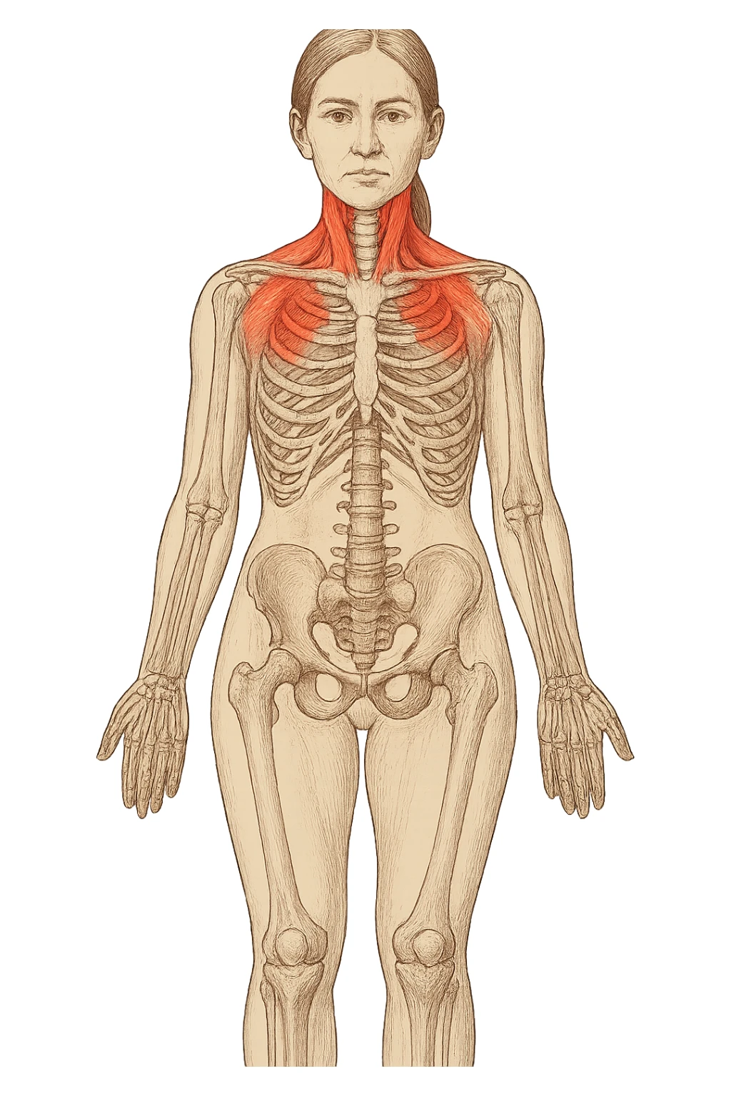 Donna con tante tensioni cervicali anatomica sticker