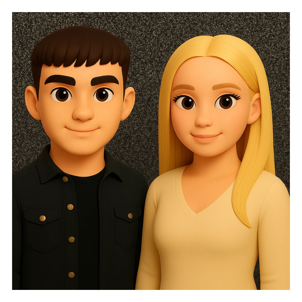 Make the people stand a little further apart from each other, preserving the original style and background as in the reference image. sticker