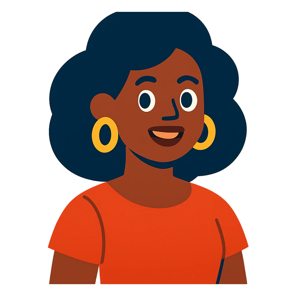 brown woman, vibrant toon style sticker