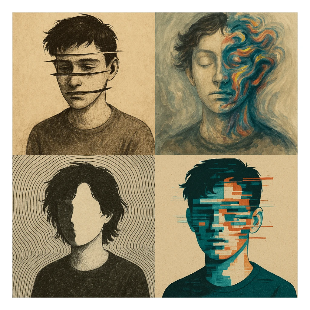 a person dissociating, variety of visual styles sticker