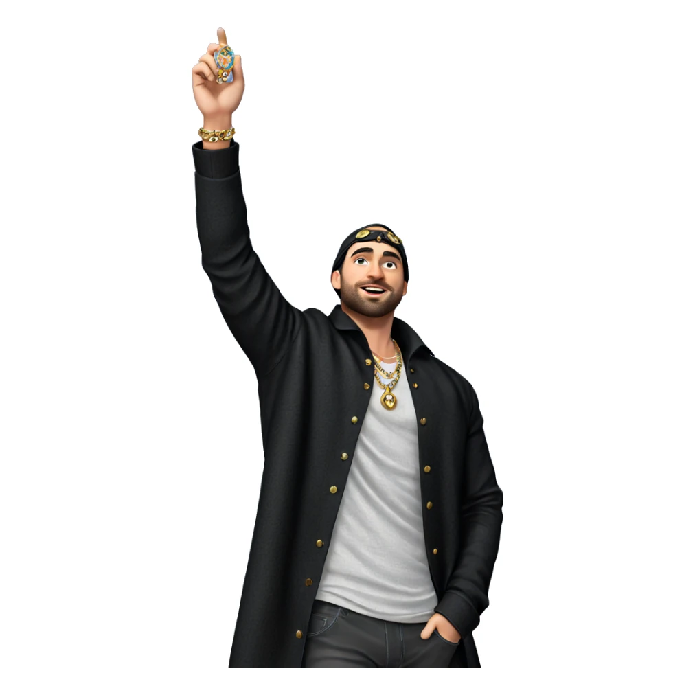 male figure on beach with jewelry sticker