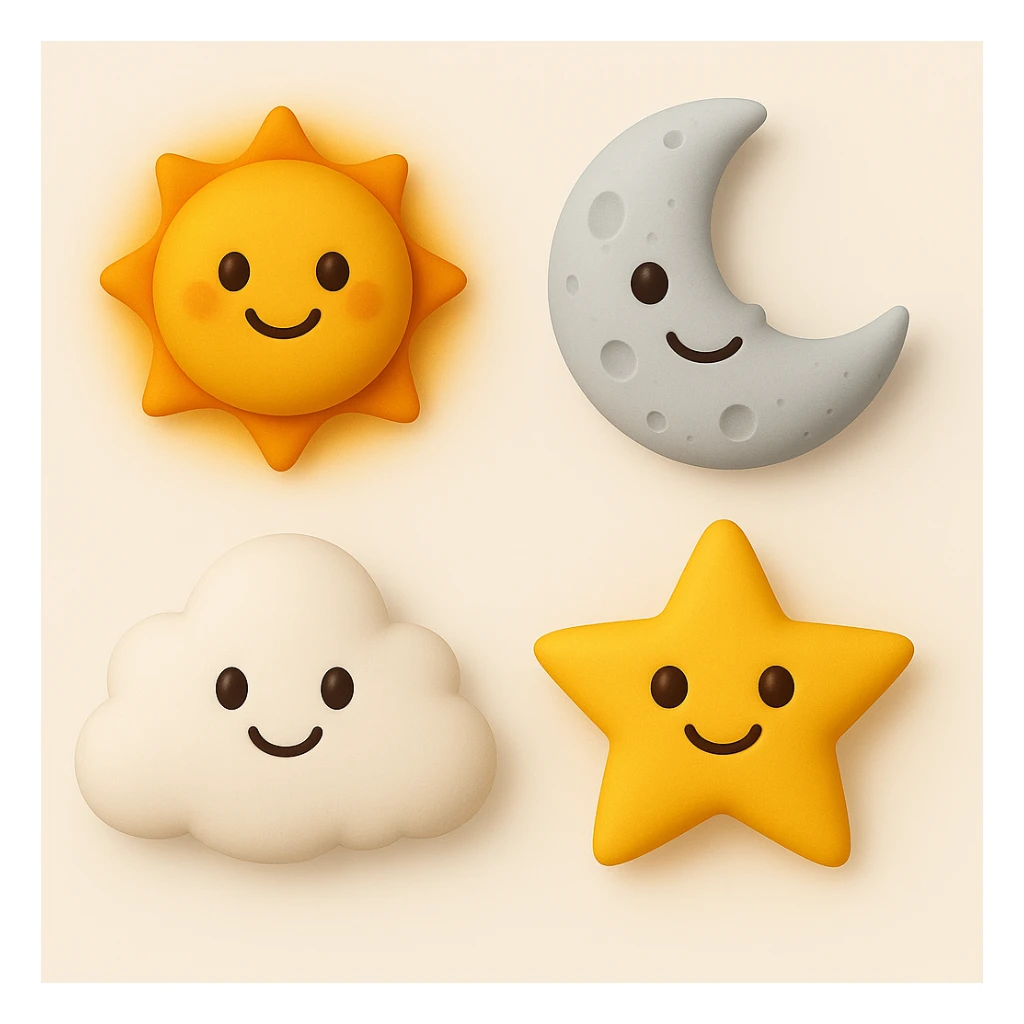 make four emojis in same style sticker