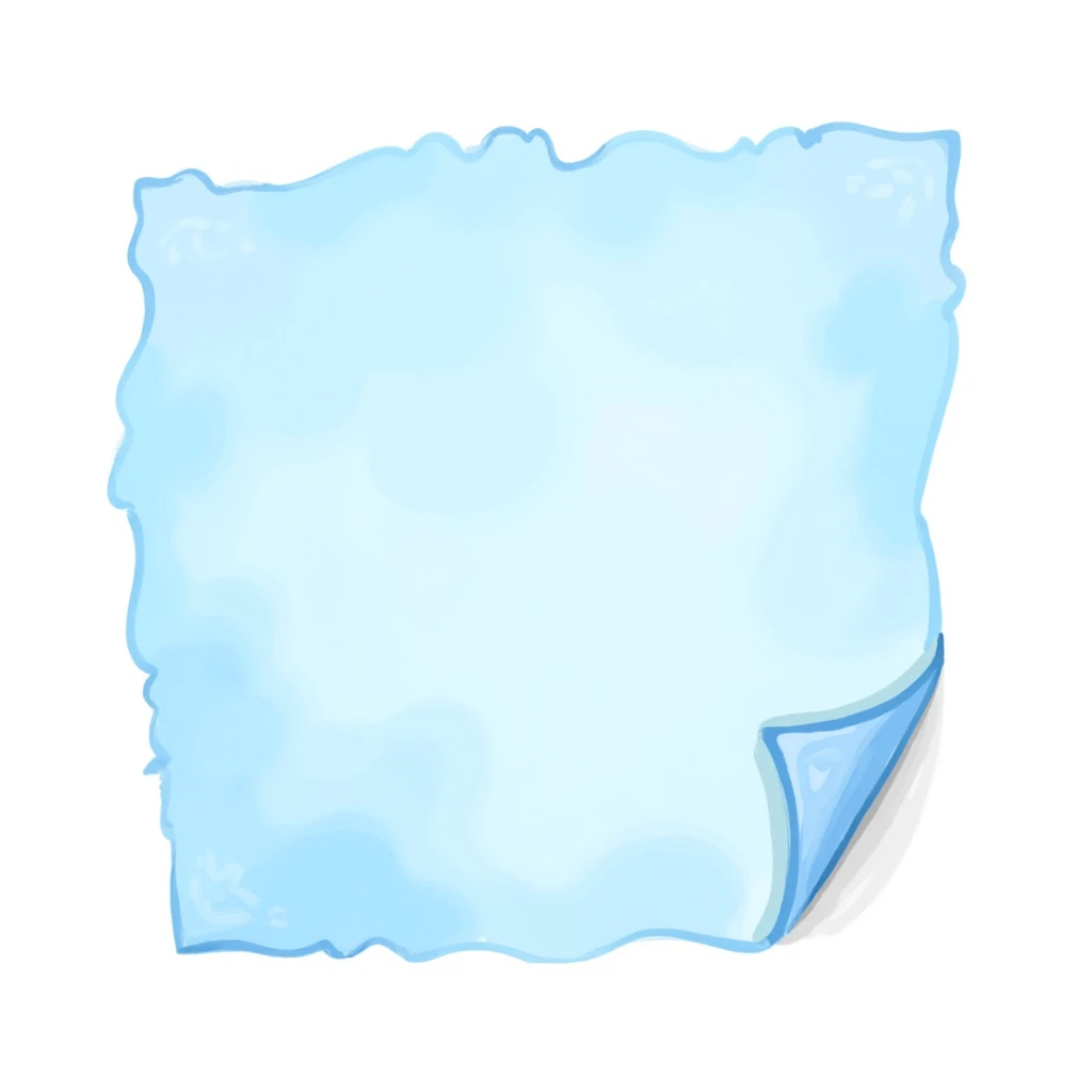 pastel blue watercolor torn paper corner, hand-drawn texture, transparent background, no face, no hands, no legs, no characters sticker