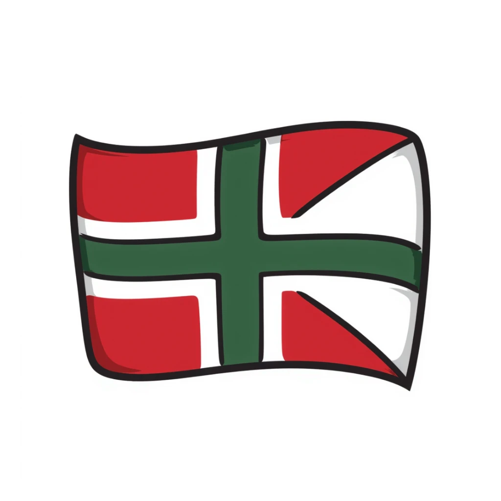 Basque flag (Ikurriña) hand-drawn doodle style sticker