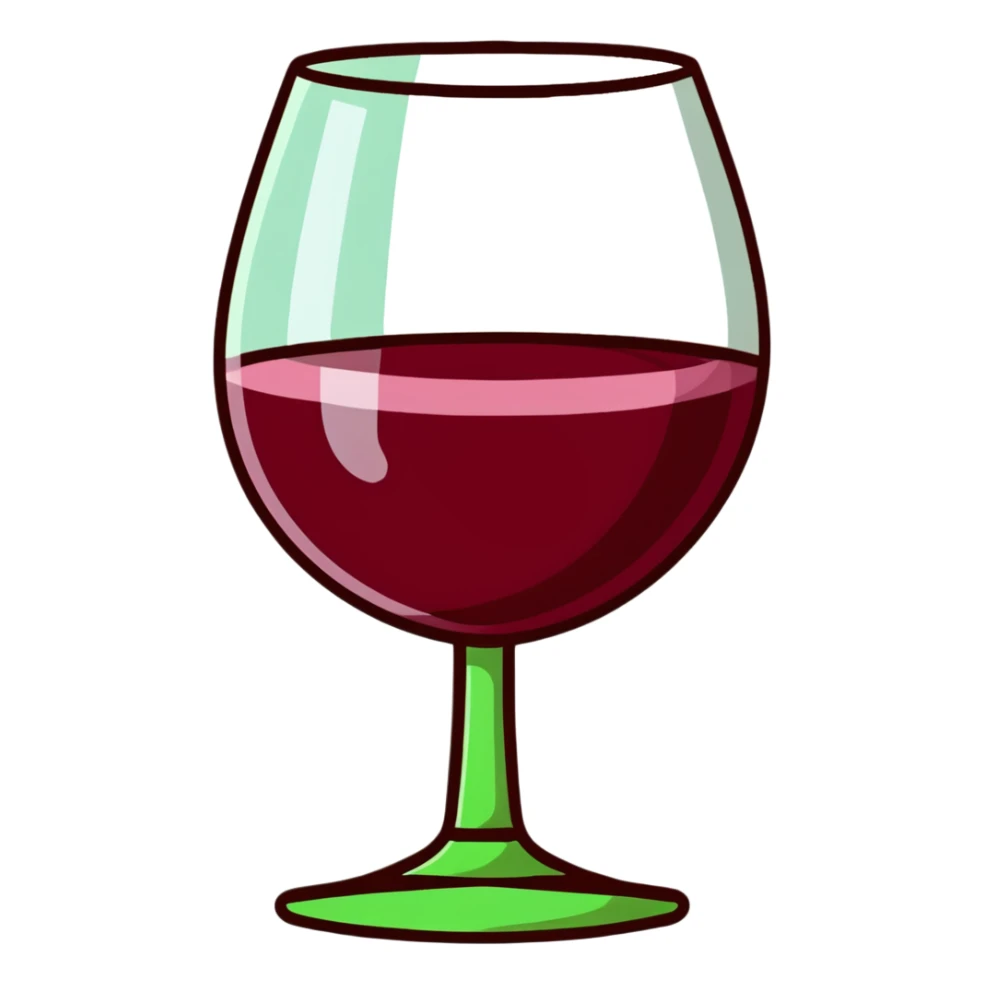 wine glass with red wine sticker