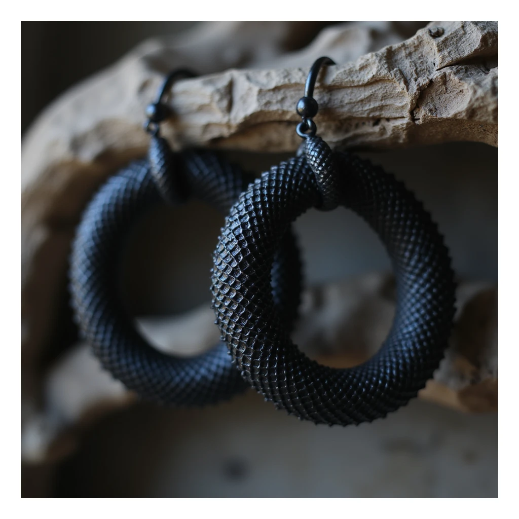 realistic goth earrings, black snake hoop, coiled gothic, mysterious sticker