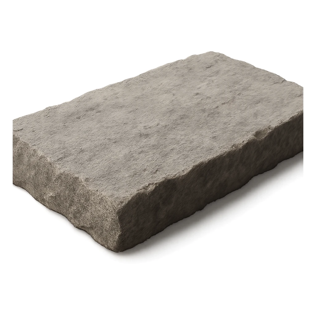 a rectangular piece of stone with rough, uneven edges, realistic texture, no background sticker