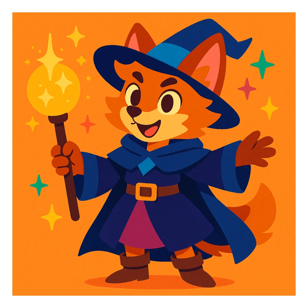 furry anthro character, fantasy outfit, magical vibe sticker