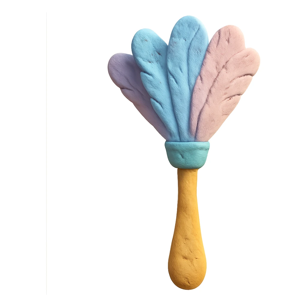 feather duster in claymation style with soft pastel colors and visible fingerprints sticker