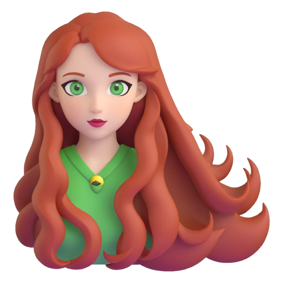 redhead with long hair and green eyes sticker