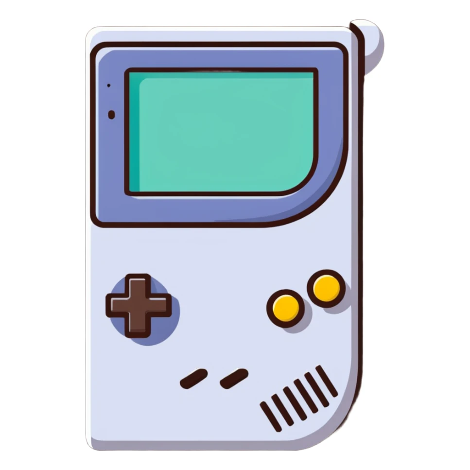 1930s style cartoon gameboy console character, cuphead-style, in black and white, on a plain white background, pointing at something.

 sticker