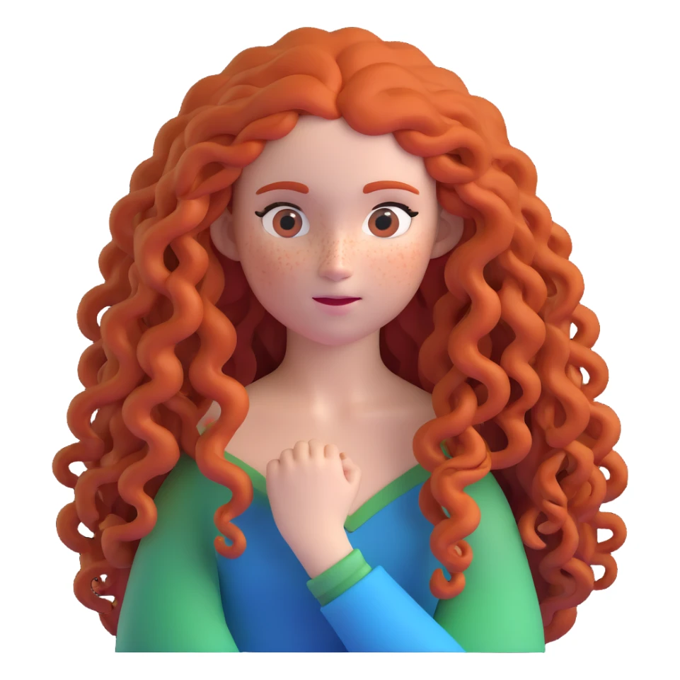 Merida from Brave with extremely long wild curly red hair and face completely covered with freckles sticker