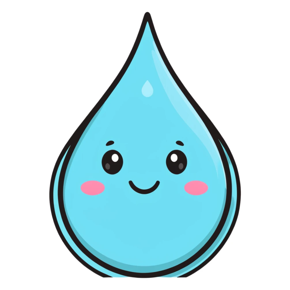 cute water droplet with a smiling face sticker