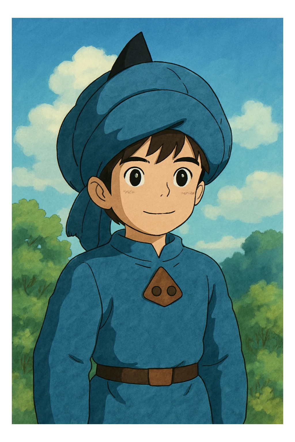 A boy brown hair black eyes turbi x costume sticker