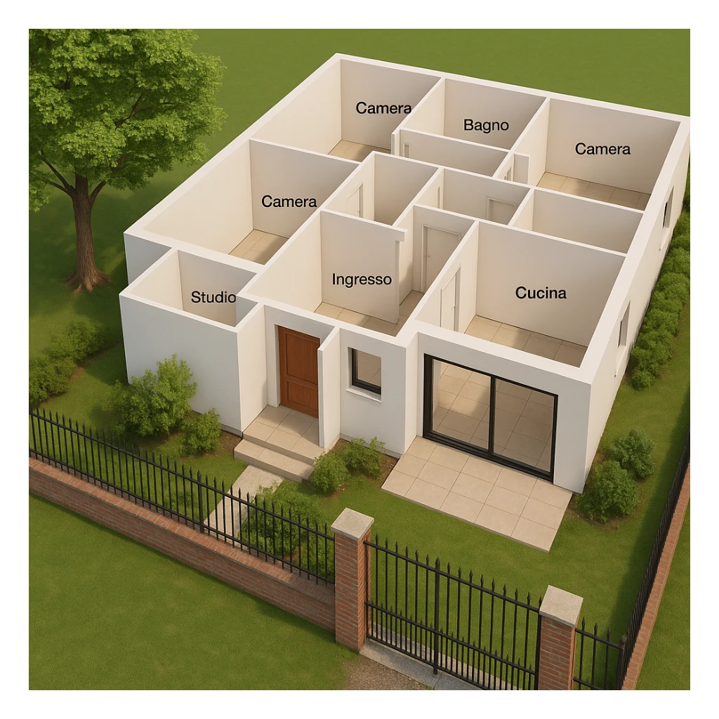 Model the exit door of the dining room based on the provided photos. Improve the veranda by making it more modern and welcoming, adding a full-height (2.55 meters) contemporary style sliding glass door. Maintain a realistic context and integrate the new solution with the 3D floor plan. sticker