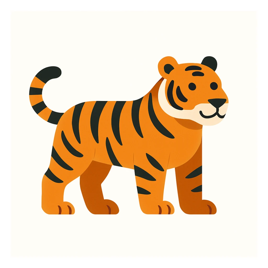 flat design style tiger white background sticker