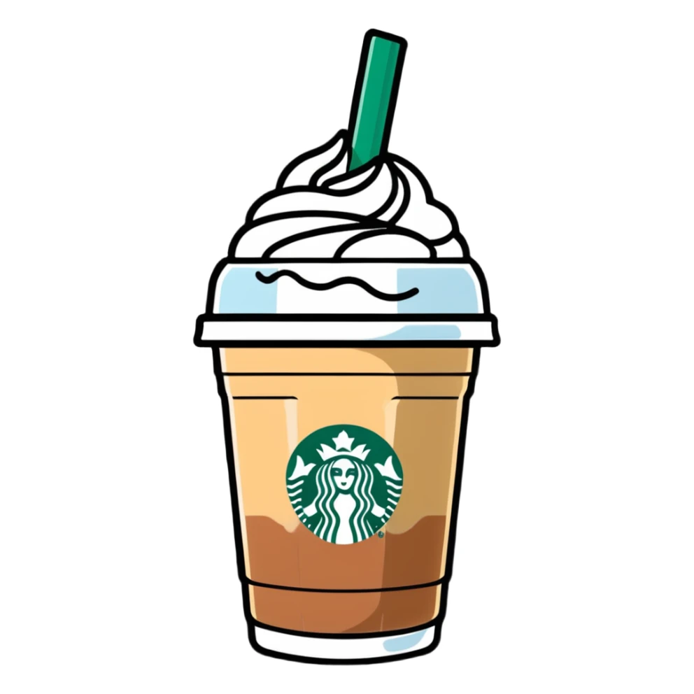 cute Starbucks iced latte with condensation on cup sticker