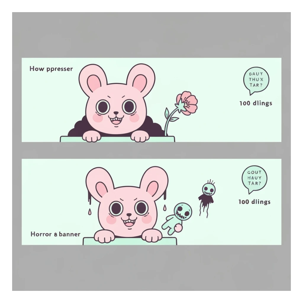 pastel horror banner, cute, expressive, minimal, variation 2 sticker
