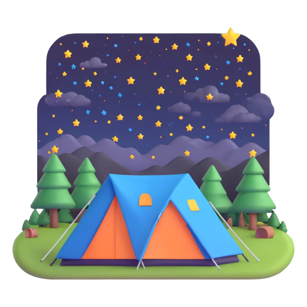 camping tent with starry night sky sticker