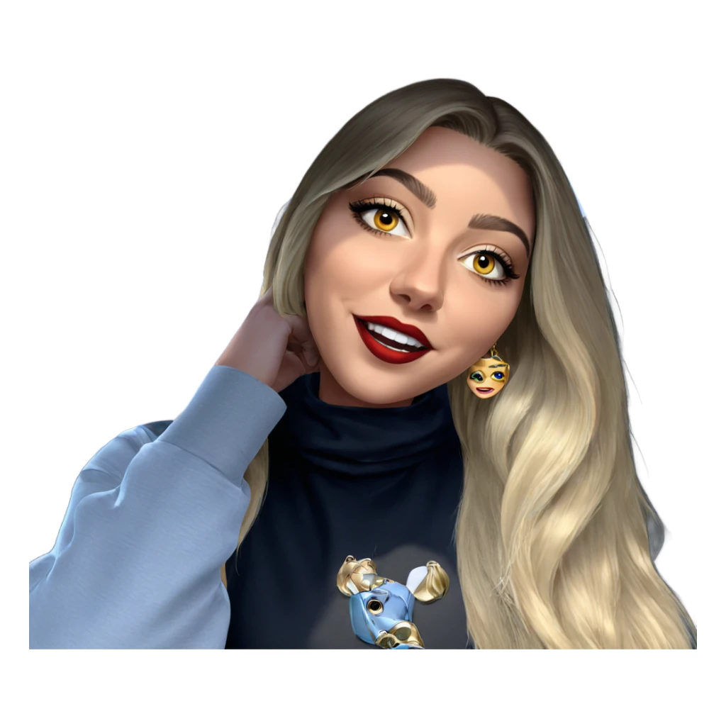 blonde girl with car jewelry sticker