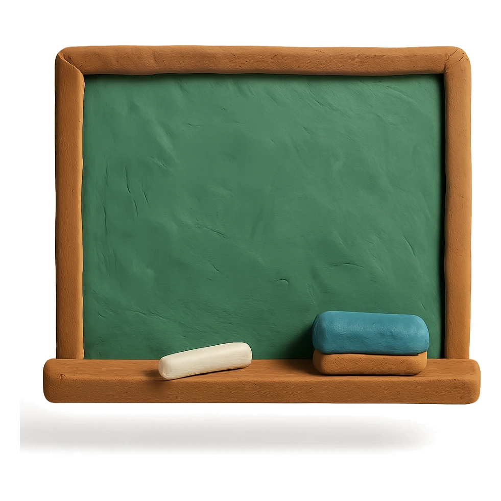 claymation style classroom chalkboard with chalk and eraser sticker
