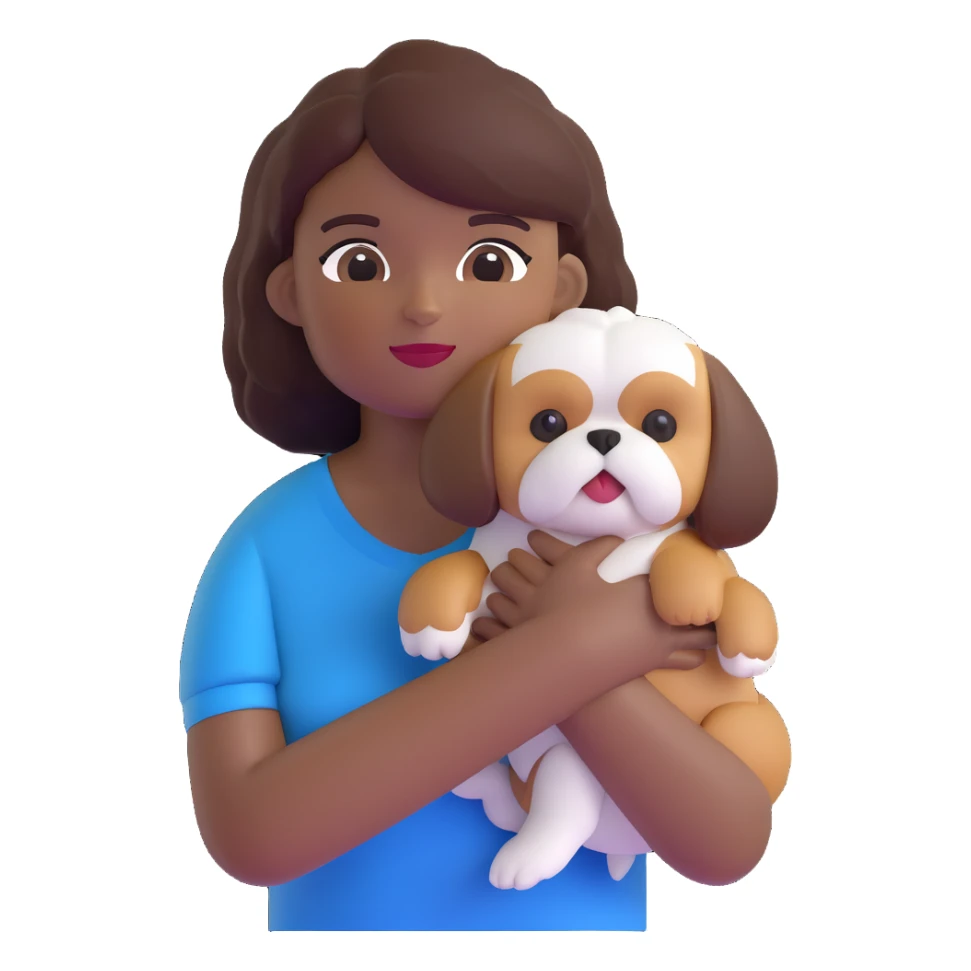 dark-skinned woman holding a Shih Tzu dog sticker